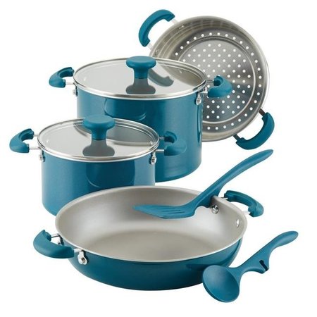 RACHAEL RAY Rachael Ray 12167 Create Delicious Stackable Nonstick Cookware Set - Teal Shimmer; 8 Piece 12167
